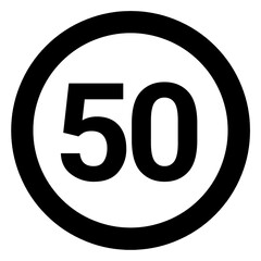 Sticker - Numbered 50 rounded with black circle 