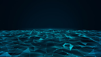 Wall Mural - 4k digital network polygonal plexus abstract background