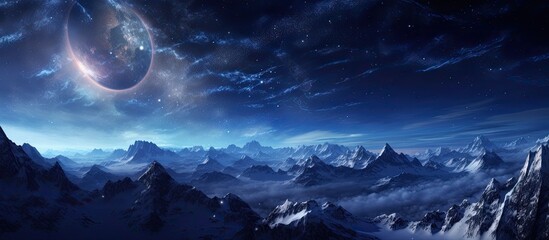 Wall Mural - in the vast expanse of the universe, the black night sky was adorned with the shimmering glow of the
