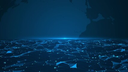 Wall Mural - dark blue technology digital business abstract plexus background