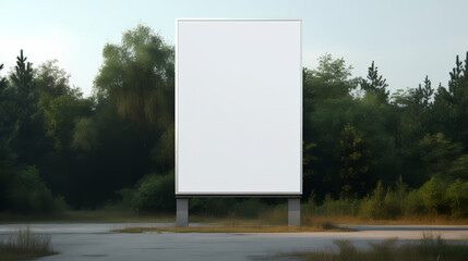 Outdoor white canvas billboard background, blank urban outdoor billboard background, billboard vertical