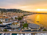 Fototapeta Przestrzenne - Aerial view of Cannes, a resort town on the French Riviera, is famed for its international film festival