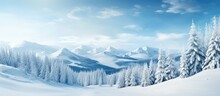 In Winter, The Snowy White Landscape Provides A Stunning Backdrop For Outdoor Sports Mountains, Where The Sky Meets The Towering Trees Of The Forest, Creating A Breathtaking Nature-filled Travel