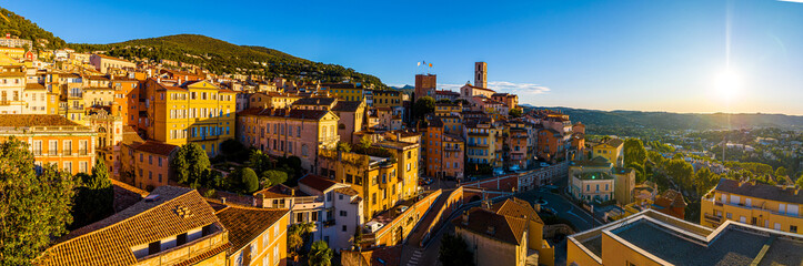 Aerial view of Grasse, a town on the French Riviera, known for its long-established perfume industry