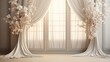 Light arch weaved with flowers, Elegant wall background, Flowing satin drapes, Backdrop, Wedding.