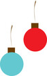 Digital png illustration of red and blue christmas balls on transparent background