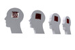Digital png illustration of heads with holes in brains on transparent background