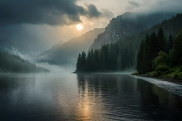Wall Mural - mist over the river