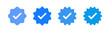 Verified badge icon tick symbol Vector blue verification badge approved check mark icon - Quality certify icon . official account profile verify
