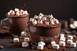 Hot chocolate with marshmallows sprinkled with chocolate crumbs