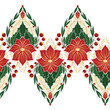 Vector decorative holiday border with poinsettia flowers. Seamless tracery frieze with Christmas flower starts with foliage, berries and branches