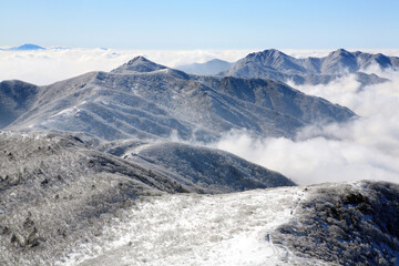 Sticker - a winter mountain with clouds