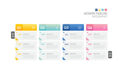 Wall Mural - business step timeline infographic arrow template. modern milestone element timeline diagram calenda
