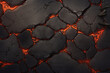 Top-down, illustrated asset of a volcanic plain, fissures glowing, game background setting, material texture