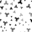 Seamless vector pattern with spinner symbols, creating a creative monochrome background with rotated elements. Illustration on transparent background