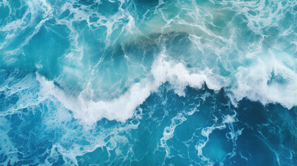 Canvas Print - Aerial View of a Wave in the Ocean. Generative Ai