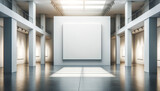 Fototapeta  - Spacious art gallery with large blank canvases. Modern interior design for exhibitions. Generative AI
