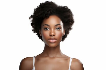 Wall Mural - beautiful black african american female woman portrait view profile photo stylish beauty hair and makeup glamorous elegance woman studio shot