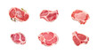 Collection of PNG. Raw pork chop top view isolated on a transparent background.