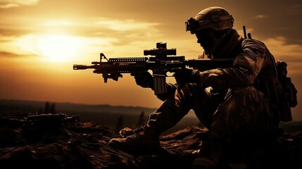 Wall Mural - soldier with rifle
