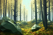 forest abstract 3D segmentation art background