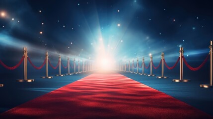 Wall Mural -  a red carpet that has a red carpet on it and a red carpet on the other side of the room.