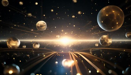 Wall Mural - starry space filled with glowing planets and comets. abstract background and wallpaper. generative a