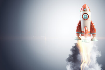 Wall Mural - space rocket launch in clear skies, startup concept, generative ai
