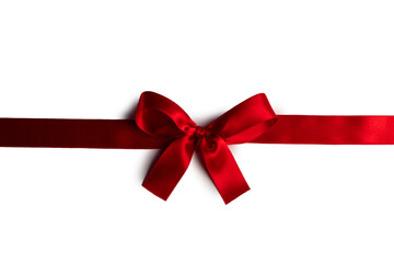 Wall Mural - Red gift bow on white