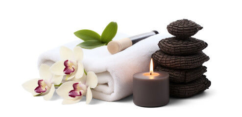 Wall Mural - day spa set, png file of isolated cutout object with shadow on transparent background.