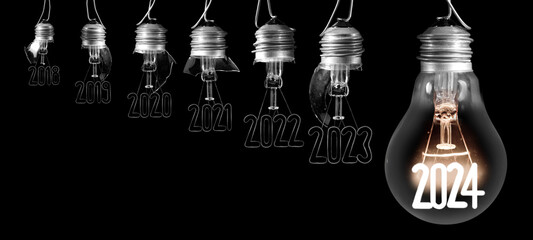 Sticker - Light Bulbs with New Year 2024