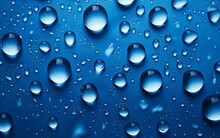 Water Rain Drops On Blue Background