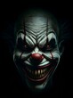 © Hq Visual Studio - Closeup portrait if evil creepy scary clown smiling, isolated on black background