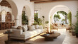 © Matthias - Warm hues in Mediterranean style villa interior, photorealistic 3D render