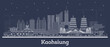 © BooblGum - Outline Kaohsiung Taiwan city skyline with white buildings. Business travel and tourism concept with historic architecture. Kaohsiung cityscape with landmarks.
