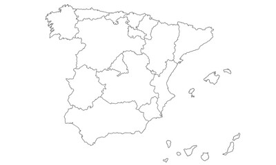  white background of spain map with line art design