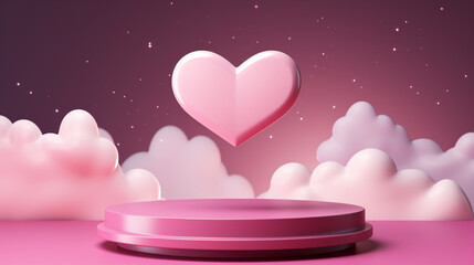 Sticker - pink heart with ribbon