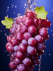 Grape commercial photography, with water splash photography effect, fruit commercial photography