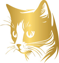 Cat Golden Icon, Gold Animal Character