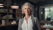 © TensorSpark - A confident middleaged woman with a successful career in a corporate business setting, challenging ageism in the workplace.
