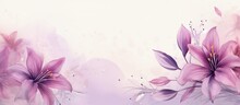 Luxury Purple Lily Flower With Watercolor Style, Copy Space Background And Invitation Wedding Card