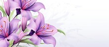 Elegant Purple Lily Flower With Watercolor Style, Copy Space Background And Invitation Wedding Card