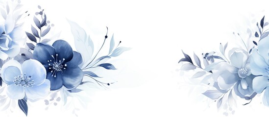 Elegant blue flower with watercolor style copy space background and invitation wedding card