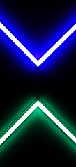 Wall Mural - blue and green neon lights, abstract background, glowing lines