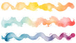Set of colorful swashes, watercolor wave paint abstract border frame for design layout, isolated on a transparent background. Generative AI