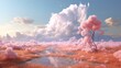 Land covered in wild grass and clouds in the style of light orange and light Generated AI