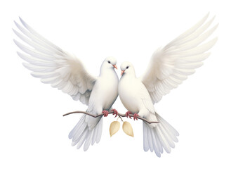 Wall Mural - Two Dove Lovers Flying Isolated on Transparent Background
