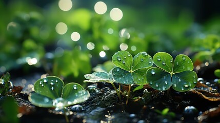 The leaves of Pistia stratiotes covered in dewdrops, crafting a cool and environmentally themed background.