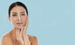 © Art_Photo - Portrait beauty woman healthy smooth clear skin with face tracking technology and science,facial treatment,botox,filler,surgery,laser,clinic,scan security,skin care,cosmetic,beauty technology