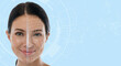 © Art_Photo - Portrait beauty woman healthy smooth clear skin with face tracking technology and science,facial treatment,botox,filler,surgery,laser,clinic,scan security,skin care,cosmetic,beauty technology